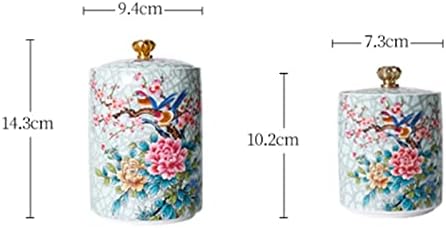 Tea Tin 复古珐琅陶瓷茶罐家庭旅行茶具陶瓷密封罐茶包装盒香料储存 Tea Canister(A,Small) - Image 2