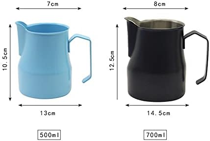 Gravy Boat Milk Jug 500ml/700ml Stainless Steel Frothing Pitcher Pull Flower Cup Coffee Milk Frother Latte Art Milk Foam Tool Coffeware Sauce Jug (Color : Teflon-500ml) - Image 2