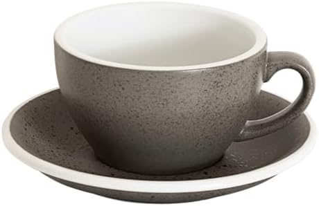 Loveramics Coffee Cup Ceramic, 8 oz Latte Art Cup with Saucer for Cappuccino, Tea, Espresso, Thick - walled stoneware Cappuccino mug Set for Cafe and Barista - Potters Colours (Granite, 8OZ) by LoveramicsUSA
