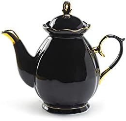 Black Gold Scallop Teapot + 4 Assorted Halloween Tea Cup and Saucer Sets - Ouija and Witchy Crystal Ball - Image 3