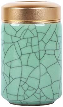 Tea Tins Caddy 2PCS Canister set with Airtight Lids Porcelain Can Home Kitchen Canisters for Tea Coffee Sugar Storage Loose Leaf Tea (Army Green, 4 Inch) by Handmade+Celadon