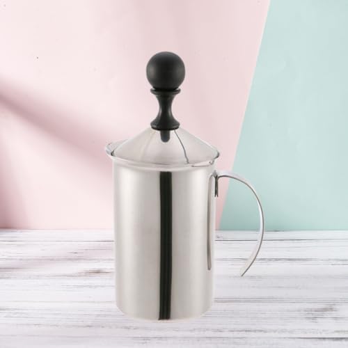 Manual Milk Frother Cup 600ml Stainless Steel Hand Pump - Image 6