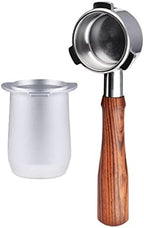 Coffee Portafilter 54mm Portafilter Cup Powder Funnel with Wood Handle Solid Grip Stainless Steel Aluminum Alloy Suitable for Home, Silver Dosing Rings - Image 6