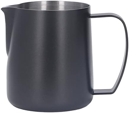 450 ml Milk Frothing Pitcher, Stainless Steel Milk Coffee Frother Cup, Kitchen Milk Frother Steamer Cup for Coffee Enthusiasts (Black) by Unknown