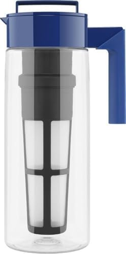 Takeya Flash Chill Iced Tea Maker - Versatile Tea Brewer for Loose/Bagged Tea - Patented Flash Chill Tech Hot/Cold Use BPA-Free Tritan Dishwasher Safe - Airtight Lid Made in USA - 2 Quart/Blueberry by Takeya