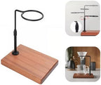 Adjustable Height & 360 Rotating Pour over Coffee Dripper Stand with Wooden Base, Aluminum Alloy Holder, Manual Brewing Station, Black, Sapele Base by Unknown