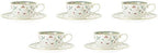 Noritake F59387A/4409 Cup & Saucer Set (Coffee/Tea Combination), 7.8 fl oz (220 cc), Flower Chesel, 5 Pieces, Bone China - Image 2