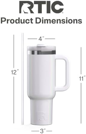 RTIC 40oz Road Trip Tumbler, Insulated, Ceramic Lined, White Glitter - Image 4