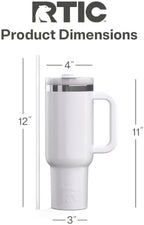 RTIC 40oz Road Trip Tumbler, Insulated, Ceramic Lined, White Glitter - Image 4