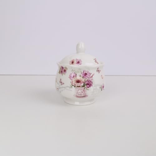 Guangyang 15-PCS Porcelain Tea Cup set for Adult,Purple Fancy Floral Pattern (A set Include 1-pcs 39 oz Teapot, 1-pcs 8 oz Sugar Bowl, 1-pcs 8oz Creamer and 6-pcs 7oz Cup and 6-pcs 5.5inche saucer) - Image 6