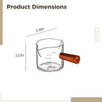 4 Pcs Glass Espresso Extraction Cup with Scale, Double Spout, Mini Milk Jug, Borosilicate Glass, Wood Handle, Precise Pouring and Measuring for Espresso Enthusiasts, Home and Barista Use - Image 4