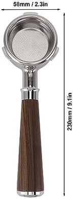58mm Bottomless Portafilter, Stainless Steel Triple Ear Design with Solid Rosewood Handle for Machines Compatible with Barsetto Coffee Makers - Image 5