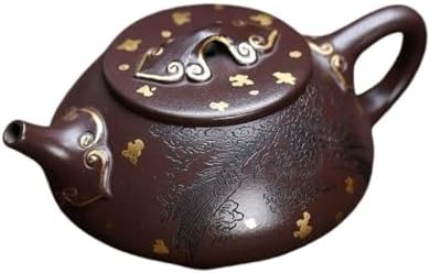 Kettle Teapot Vintage Engraved Fenglaiyi Gold-Painted Stone Scoop Teapot Office Tea Infuser Portable Water Teapot by Unknown