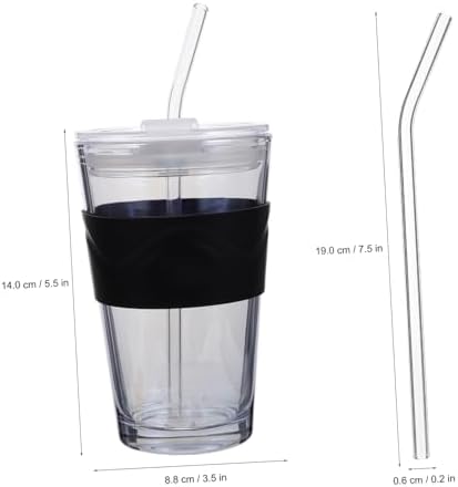 Hemobllo Glass Water Bottle with Straw and Lid 450ml 2pcs, Tea Water Cup Set with Silicone Sleeve, Reusable Beverage Drinking Bottle for Juice and Coffee, Suitable for Home and Travel - Image 2