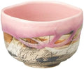 Hand-made Japanese Mino Ware Ceramic Matcha bowl Engraved with Lines Pattern 4.45 Inches Diameter Tea Cup for Tea Ceremony from Japan (Pink) by j-purehitomi