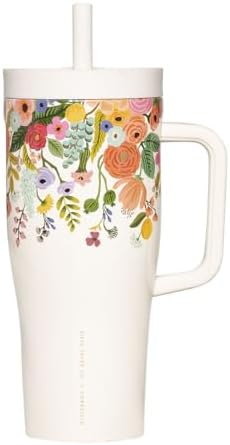 Corkcicle Cruiser Handle Tumbler, 22 oz, Rifle Paper Co. Garden Party by Corkcicle