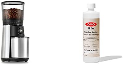 OXO Brew Conical Burr Coffee Grinder (Silver) and OXO BREW All-Natural Descaling Solution by OXO