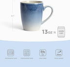 famiware Coffee Mugs Set, 13 oz Mug Set of 4, Stoneware Cups for Latte, Hot Tea, Mocha, Cocoa, Cappuccino, Microwave and Dishwasher Safe, Glacier Series, Azure Blue (Pack of 2) - Image 2