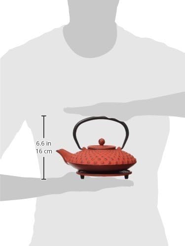 G&H Tea Services Shimizu Japanese Tetsubin 23-Ounce Teapot and Trivet, Red - Image 2