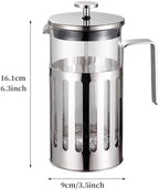 French Press Coffee Maker 350ml/ 600ml/1000ml Stainless Steel Coffee Press With 3 Filters System Heat Resistant Thickness Borosilicate French Press Glass(/Black A,600ml) - Image 7