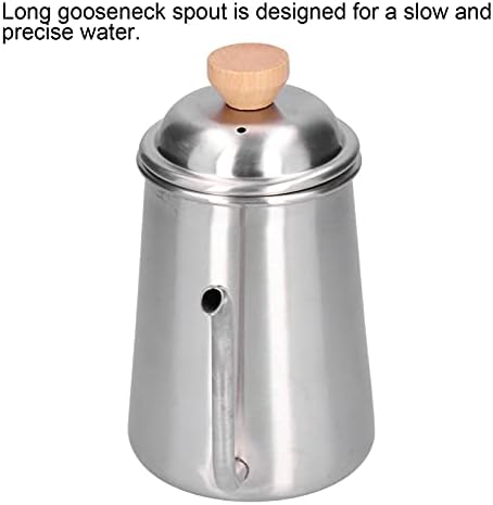 Drip Coffee Kettle, 650ml Stainless Steel Long Gooseneck Spout Coffee Pot Pour Over Tea Pot with Wooden Handle for Camping Home Kitchen - Image 5