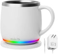 min Ya Temperature Control Smart Mug, 13.5 OZ, 3 Mode RGB LED Display, Self Heating Coffee Mug,Office/Home for Desk, White by minYa