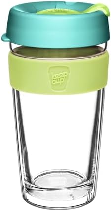 KeepCup Longplay Reusable Coffee Cup, 16 oz Tempered Glass Travel Mug with Removable Tritan Sleeve and Splashproof Lid, Dishwasher Safe, Matcha (Light Green) by KeepCup