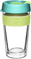KeepCup Longplay Reusable Coffee Cup, 16 oz Tempered Glass Travel Mug with Removable Tritan Sleeve and Splashproof Lid, Dishwasher Safe, Matcha (Light Green) by KeepCup