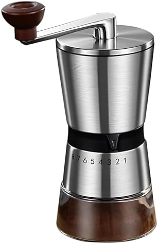 8 Gear Adjustable Coffee Grinder, Ceramic Burr Manual Hand Crank Mill, Travel Portable, 2.8 Oz Hopper, 6.5 Oz Chamber by Unknown