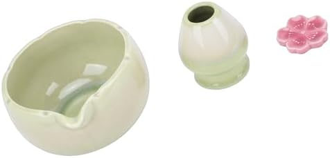 Ceramic Matcha Tea Set 500ml Petal Bowl with Spout (Green) - Image 3