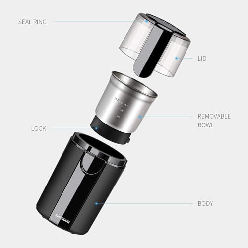 SHARDOR Electric Coffee Grinder, 2.5 oz Blade, 1 Bowl, Black - Image 4