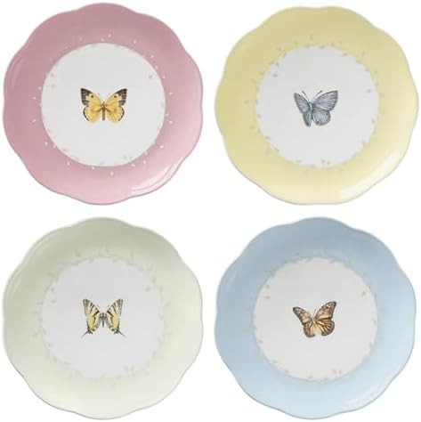 Lenox Butterfly Meadow Porcelain Dessert Plates, 8 Inch, Set of 4 by Lenox