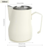 350/500ml Stainless Steel Milk Frothing Pitcher Coffee Barista Frother Pitcher Espresso Steaming Frother Latte Cup Milk Jug(White 500ml) - Image 2
