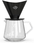 Pour Over Coffee Maker Set, Black Ceramic Coffee Dripper with V60 Paper filter, 650ml Coffee Glass Server for Cafe Home Restaurant 6291-12202-03A by CrossCreekLLC