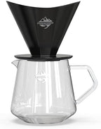 Pour Over Coffee Maker Set, Black Ceramic Coffee Dripper with V60 Paper filter, 650ml Coffee Glass Server for Cafe Home Restaurant 6291-12202-03A by CrossCreekLLC