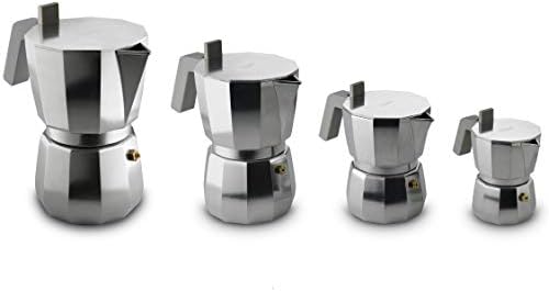 Alessi Moka, Espresso coffee maker in aluminium casting. Handle and knob in PA, grey. Magnetic steel bottom suitable for induction cooking. Filter for American coffee included. 9 cups. - Image 2