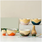 Artistic Kiln Set 8pc Matcha Color Matte Bowl 100Prong Chasen Whisk Brush Tools Tea Ceremony Kit(8pcs orange) - Image 3