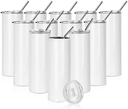 PYD Life 12 Pack Sublimation Tumblers Straight Skinny 20 OZ Bulk Wholesale by PYDLife
