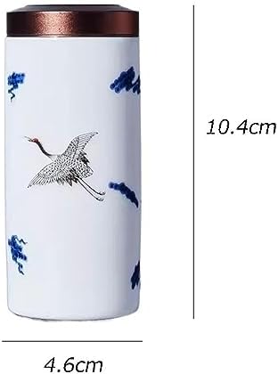 HEXEH Tea Tins Metal Lid Painted Celadon Loose Leaf Tea Canister Small Portable Sealing Jar Storage Tea Warehouse Tea Sets Tea Storage Container (Color : B) - Image 2