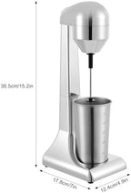 Silver Electric Drink Mixer, 2-Speed Milkshake Maker & Milk Frother with 16.9 oz Stainless Steel Cup, 100W Powerful Motor for Shakes, Lattes, Coffee & Cocktails, Compact Kitchen Appliance - Image 2