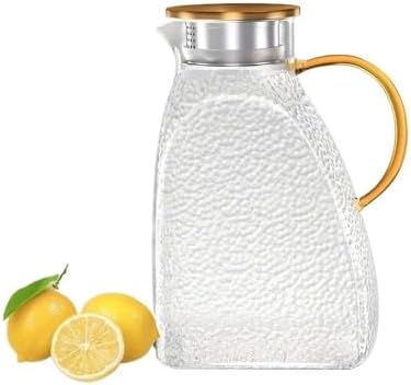 Water Pitcher 1.8L Glass Water Pitcher with Lid and Spray Nozzle Featuring Handle for Refrigerator Suitable for Hot/Cold Water Ice Tea Juice Water Jug by Unknown