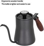 Gooseneck Coffee Kettle for Pouring, Thermometer, Filter, 550 ml, Stainless Steel, Beech, Bright, Leak-Proof, Long Service Life, Home Supplies (Black (Thermometer Model)) - Image 3