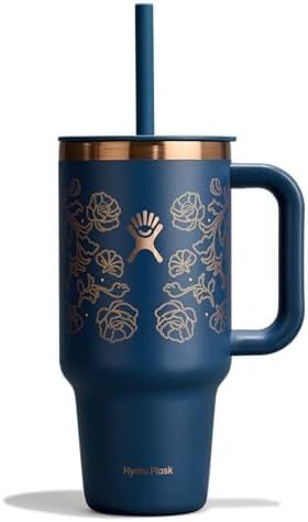 Hydro Flask 32 Oz Travel Tumbler with Handle, Lid and Straw - Insulated Stainless Steel in Western Dark Blue by Unknown