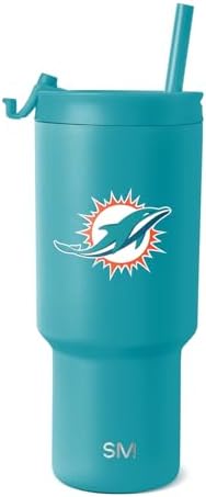 Simple Modern Miami Dolphins Tumbler with Flip Lid, Straw 30oz | NFL by Unknown