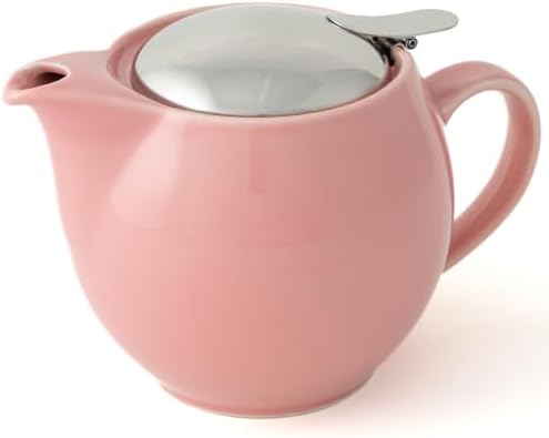 Zero Japan Bee House Round Teapot For One, 15 Oz - Ceramic Tea Pot with Stainless Steel Lid and Infuser, Smooth-Pour Spout, Diswasher and Microwave Safe Tea Pots (Rose) by ZEROJAPAN