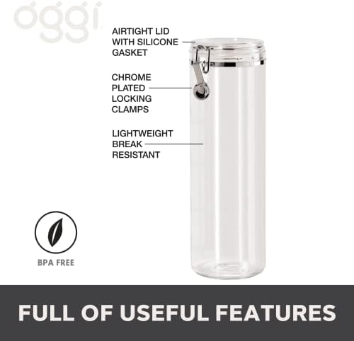 Oggi Tall Clear Canister with Clamp Lid, 58 oz - Large Airtight Food Storage Container, Ideal for Kitchen & Pantry Storage of Bulk, Dry Foods Including Pasta & Spaghetti,(Pack of 12) - Image 2