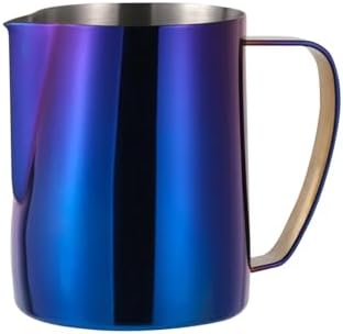 milk frothing pitcher Milk Jug 350/600ML Stainless Steel Frothing Pitcher Pull Flower Cup Coffee Frother Latte Art Foam Tool Coffeware for kitchen(600ml,Blue) by Unknown