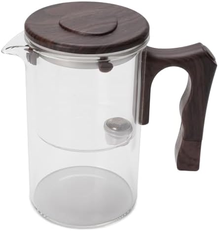 WALFRONT Glass Teapot with Strainer Heatproof Glass Tea Maker with Stainless Steel Infuser Removable Inner Liner Wood Handle Fine Filtration for Loose Leaf Tea Home Office (Transparent 750ml) - Image 4