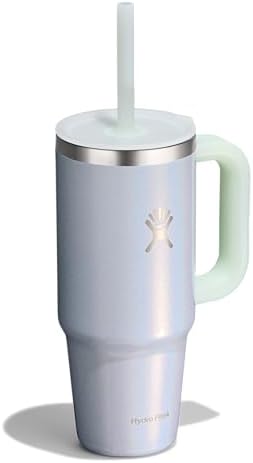 Hydro Flask Travel Tumbler with Handle, Lid and Straw - Insulated Stainless Steel in 24 Oz Glimmer Blue - Image 2