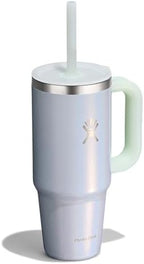 Hydro Flask Travel Tumbler with Handle, Lid and Straw - Insulated Stainless Steel in 24 Oz Glimmer Blue - Image 2
